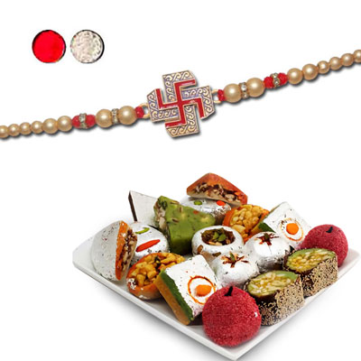 "Rakhi - FR- 8540 A (Single Rakhi),500gms  Kaju Assorted Sweets - Click here to View more details about this Product